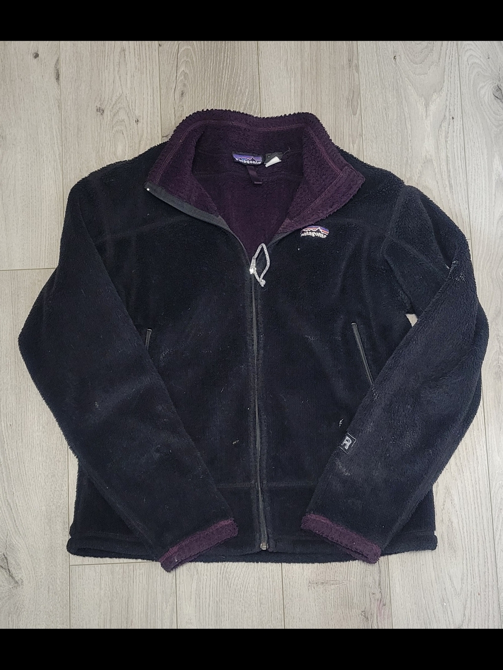 Patagonia Black Fleece Jacket with Purple Trim